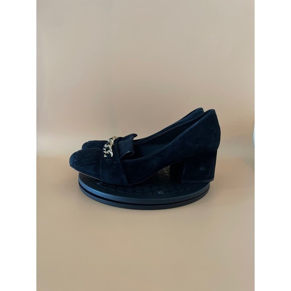 ***SOLD*** Womens Karl Lagerfeld Paris Suede Tassled Block Heels Size 10 Black… - Picture 2 of 5